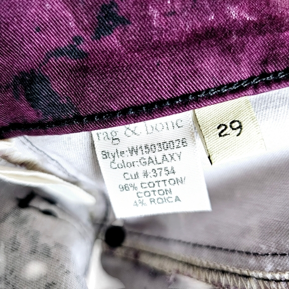 Rag & Bone Galaxy Print Legging Skinny Ankle Jeans, Purple, Size 29 - Picture 9 of 13